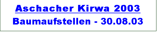 Textfeld: Aschacher Kirwa 2003 
Baumaufstellen - 30.08.03
